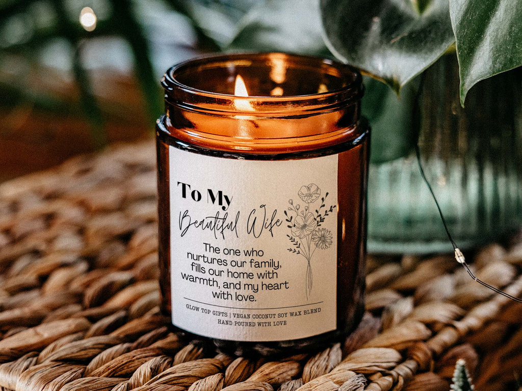 To My Wife Candle – Romantic Gift for Wife, Family Values Candle, Anniversary & Birthday Gift from Husband