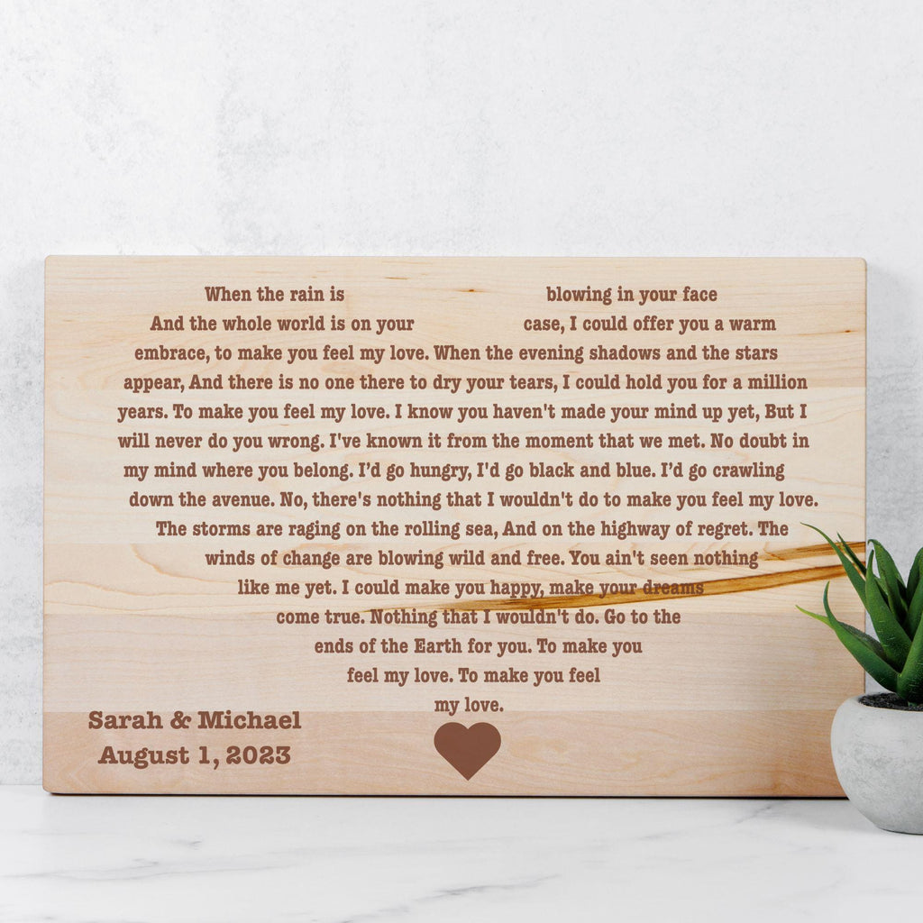 Wedding Song Lyrics Engraved, Wooden Anniversary Gift, First Dance Lyrics Gift, 5th Anniversary Gift,  First Dance Song Lyrics Engraved