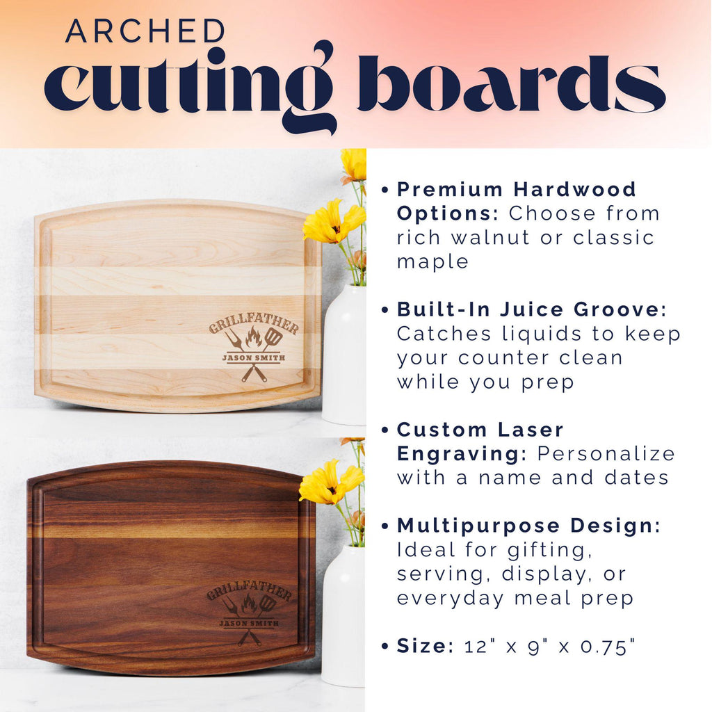 Personalized Grillfather Cutting Board – Custom BBQ Gift for Him, Engraved Cutting Board, Birthday or Father’s Day Gift for Dad