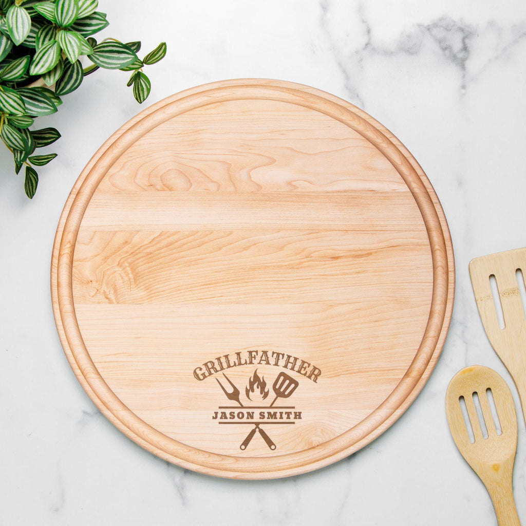 Personalized Grillfather Cutting Board – Custom BBQ Gift for Him, Engraved Cutting Board, Birthday or Father’s Day Gift for Dad