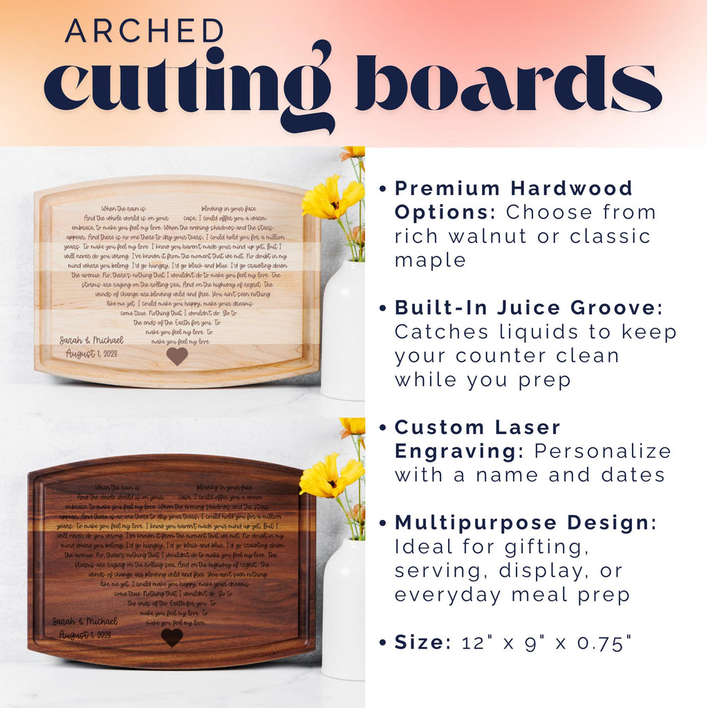 Engraved Wedding Song Lyrics Board – Personalized First Dance Lyrics, Wooden Anniversary Gift, Custom Anniversary Present