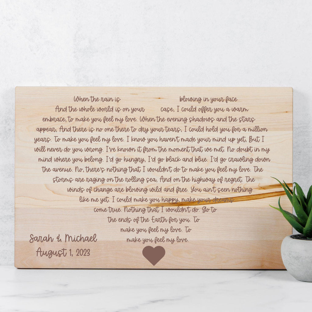 Engraved Wedding Song Lyrics Board – Personalized First Dance Lyrics, Wooden Anniversary Gift, Custom Anniversary Present