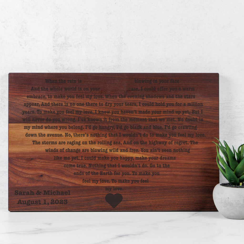Wedding Song Lyrics Engraved Wooden Board, Wooden Anniversary Gift, First Dance Lyrics Gift, 5th Anniversary Gift, First Dance Engraved Gift