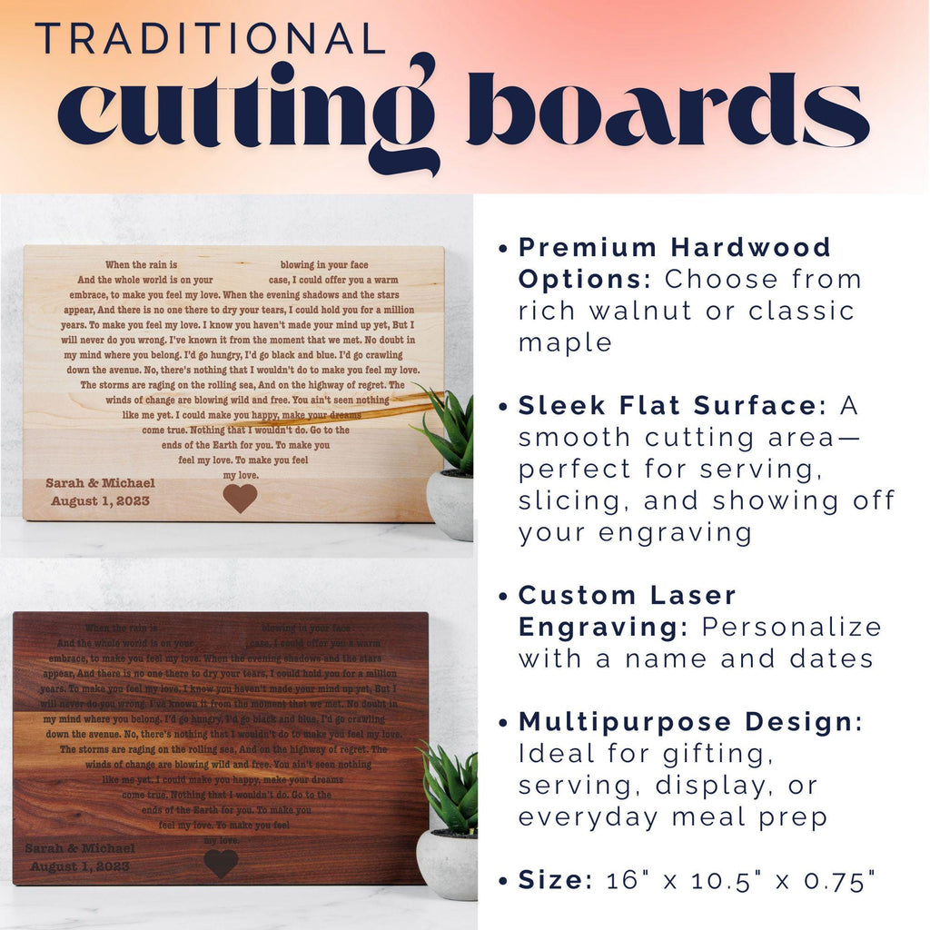Wedding Song Lyrics Engraved Wooden Board, Wooden Anniversary Gift, First Dance Lyrics Gift, 5th Anniversary Gift, First Dance Engraved Gift