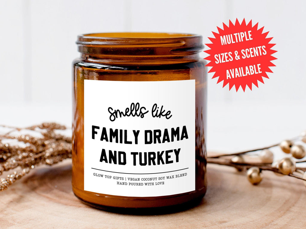 Funny Thanksgiving Candle, Smells Like Family Drama Candle, Fall Autumn Candles, Thanksgiving Decor, Thanksgiving Gift, Candle Hostess Gift