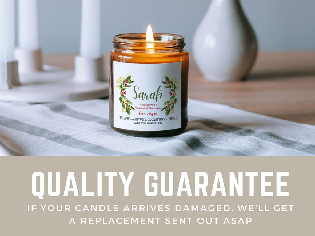 Personalized Christmas Gift for Her, Christmas Scented Candle, Friend Christmas Gift, Gift for Co Worker, Custom Gift for Christmas, Candle