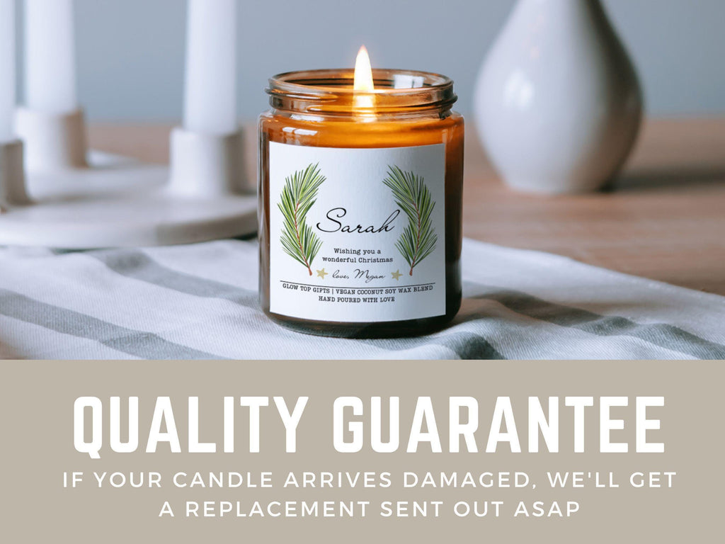 Personalized Christmas Gift for Her, Christmas Scented Candle, Friend Christmas Gift, Gift for Co Worker, Custom Gift for Christmas, Candle