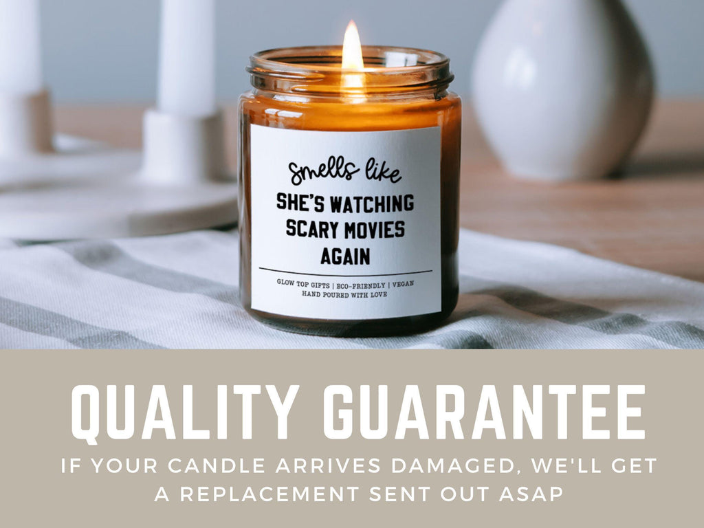 Smells Like She's Watching Scary Movies Again Candle, Halloween Candle, Fall Pumpkin Spice Candle, Horror Movie Lover Gift, Halloween Gift