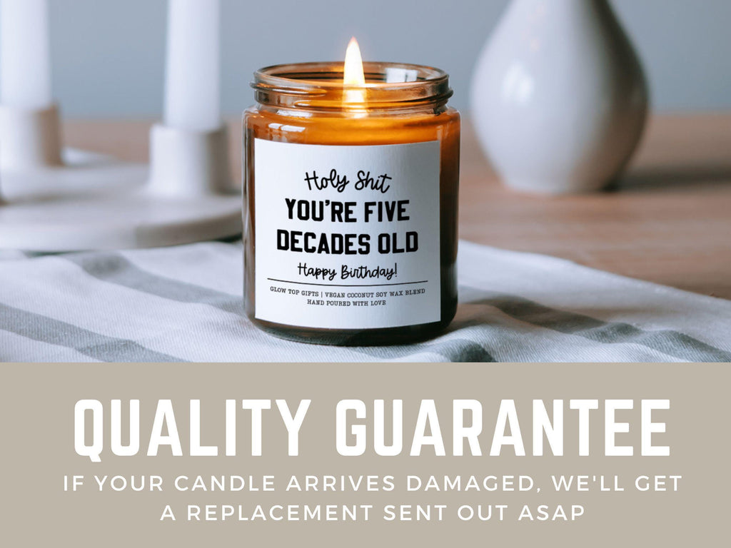 50th Birthday Candle – Funny Gift for Her, Over the Hill Milestone Present