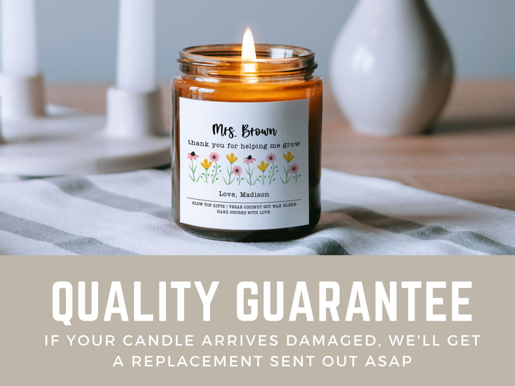 Cute Candle Gift for Teacher, Custom Teacher Candle, Teacher Appreciation Gift, Personalized Christmas Gift for Teacher, Teacher Thank You