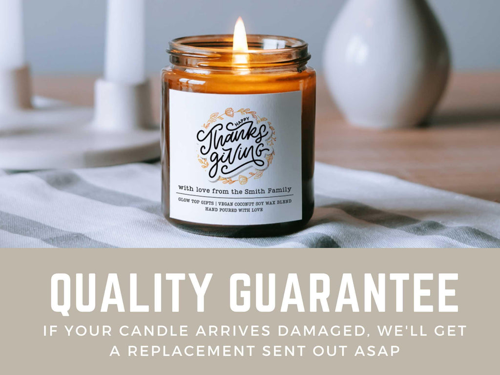 Custom Thanksgiving Candle, Personalized Thanksgiving Gift, Hostess Gift, Thanksgiving Gift from Family, Favor for Thanksgiving, Custom Gift