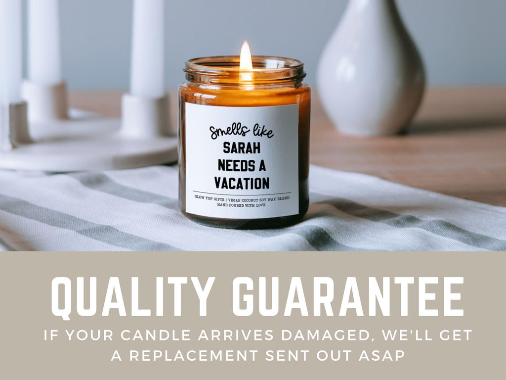 Funny Candle Gift for Co-Worker, Custom Candle, I Need a Vacation, Funny Gift for Her, Funny Gift for Him, Custom Travel Gift for Friend