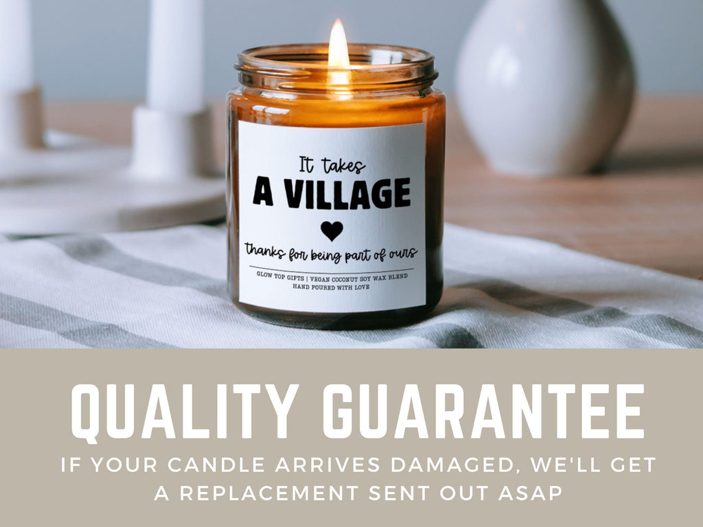 It Takes a Village Candle Gift, Gift for Teacher Appreciation, Thank You Candle, Nanny Gift, Teacher Gift, Babysitter gift, Day Care Gift