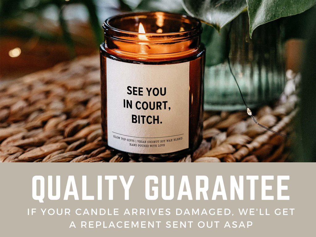 Law School Graduation Scented Candle, See You In Court Funny Candle Gift, Law School Gift, Bar Exam Gift for Her, Fun Gift for New Lawyer