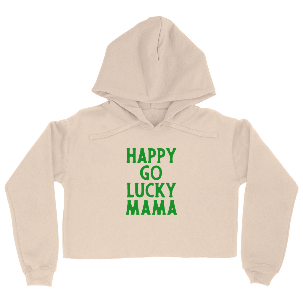 Happy Go Lucky Mama | Women's Cropped Hoodie | St. Patty's Day Sweatshirt