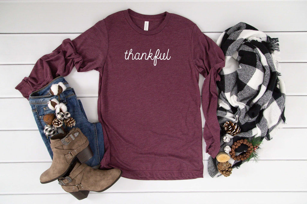 Thankful | Long Sleeve T-Shirt | Thanksgiving Shirt - Canton Box Co.