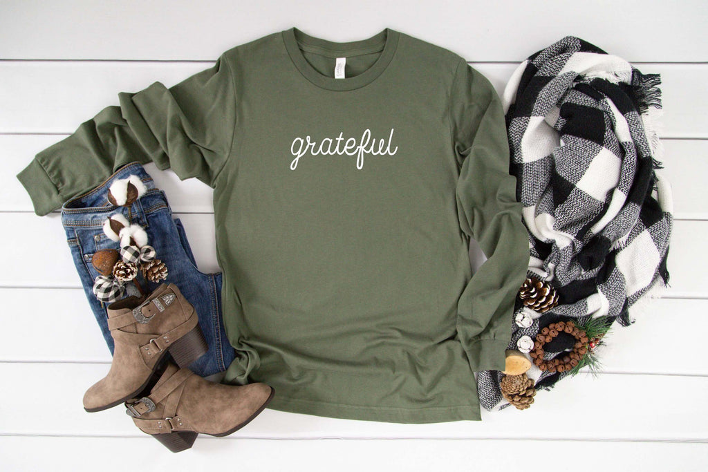 Grateful | Long Sleeve T-Shirt | Thanksgiving Shirt - Canton Box Co.